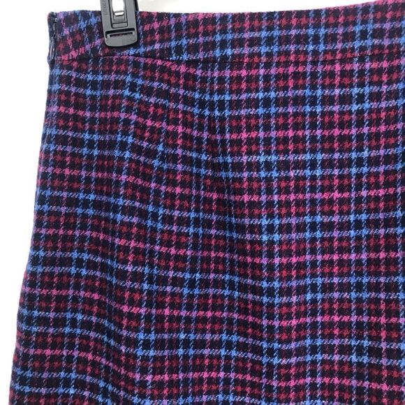 Talbots Petites Blue Pink Plaid Wool Blend Scalloped Edge Button Mini Skirt NEW - Picture 8 of 16